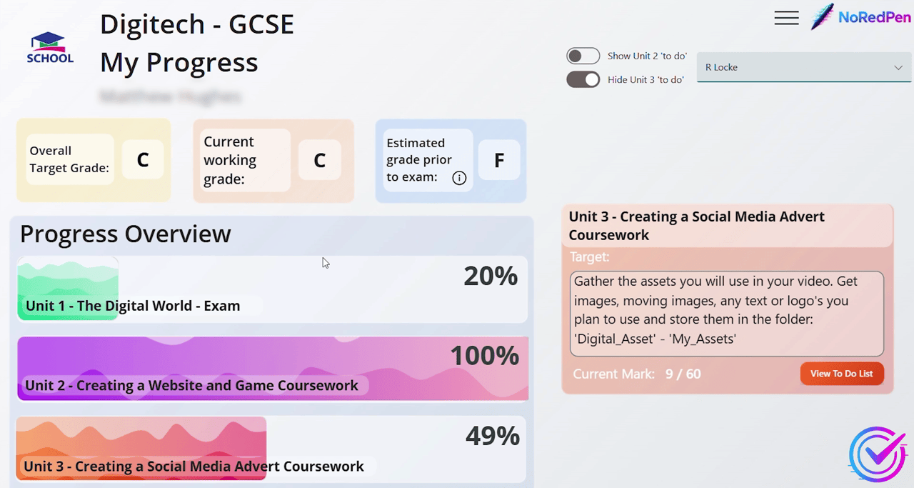 Subject Progress Tracker demo in action